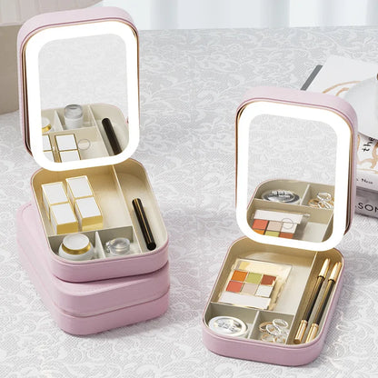 LED Adjustable Mirror Makeup Box