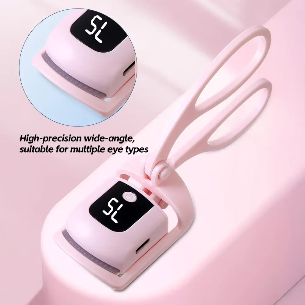 Rechargeable Heated Eyelash Curler with Lcd Display Silicone Pads Eyelash Protection Natural Curling Without Damaging Eyelashes