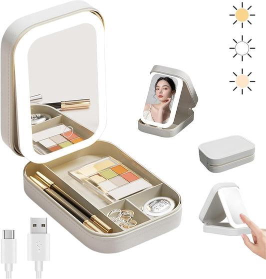 LED Adjustable Mirror Makeup Box